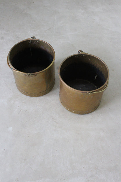 Pair Brass Coal Buckets - Kernow Furniture