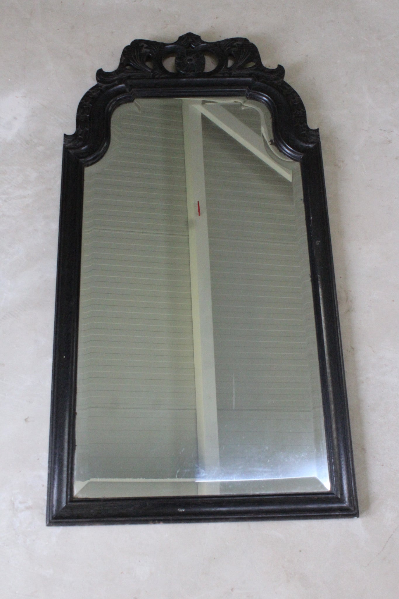 Antique Ebonised Wall Mirror - Kernow Furniture