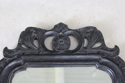 Antique Ebonised Wall Mirror - Kernow Furniture