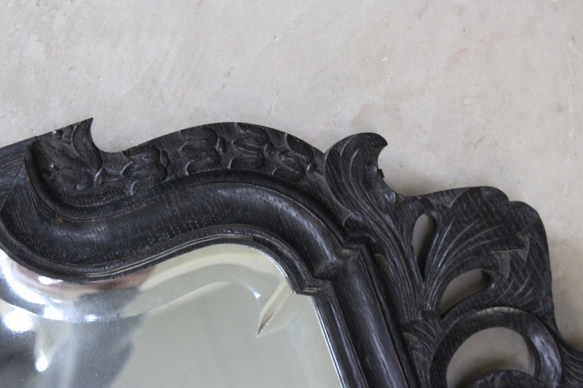 Antique Ebonised Wall Mirror - Kernow Furniture