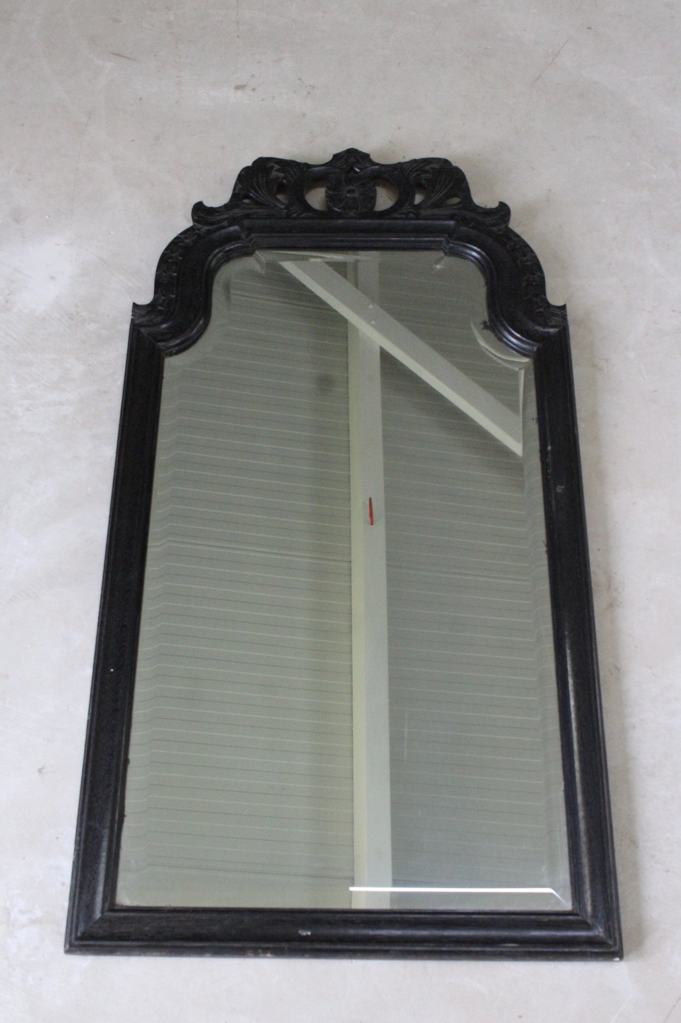 Antique Ebonised Wall Mirror - Kernow Furniture