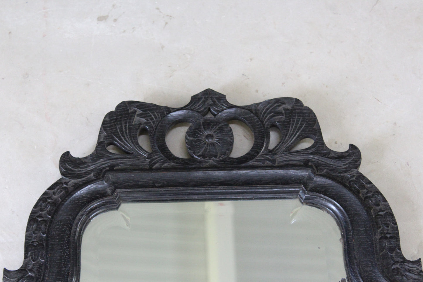 Antique Ebonised Wall Mirror - Kernow Furniture