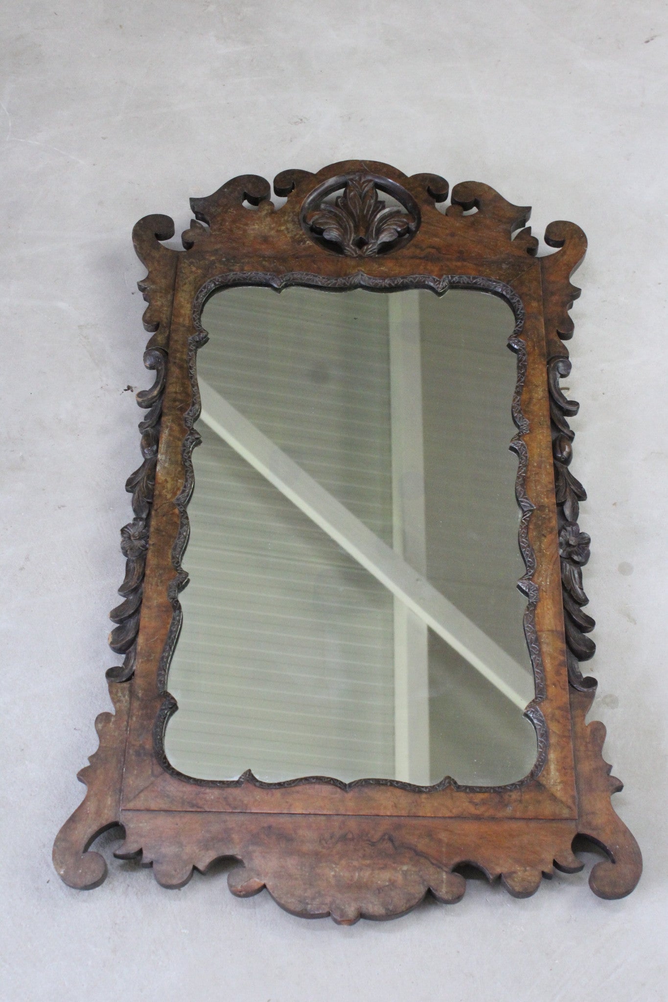 Antique Georgian Style Walnut Mirror - Kernow Furniture