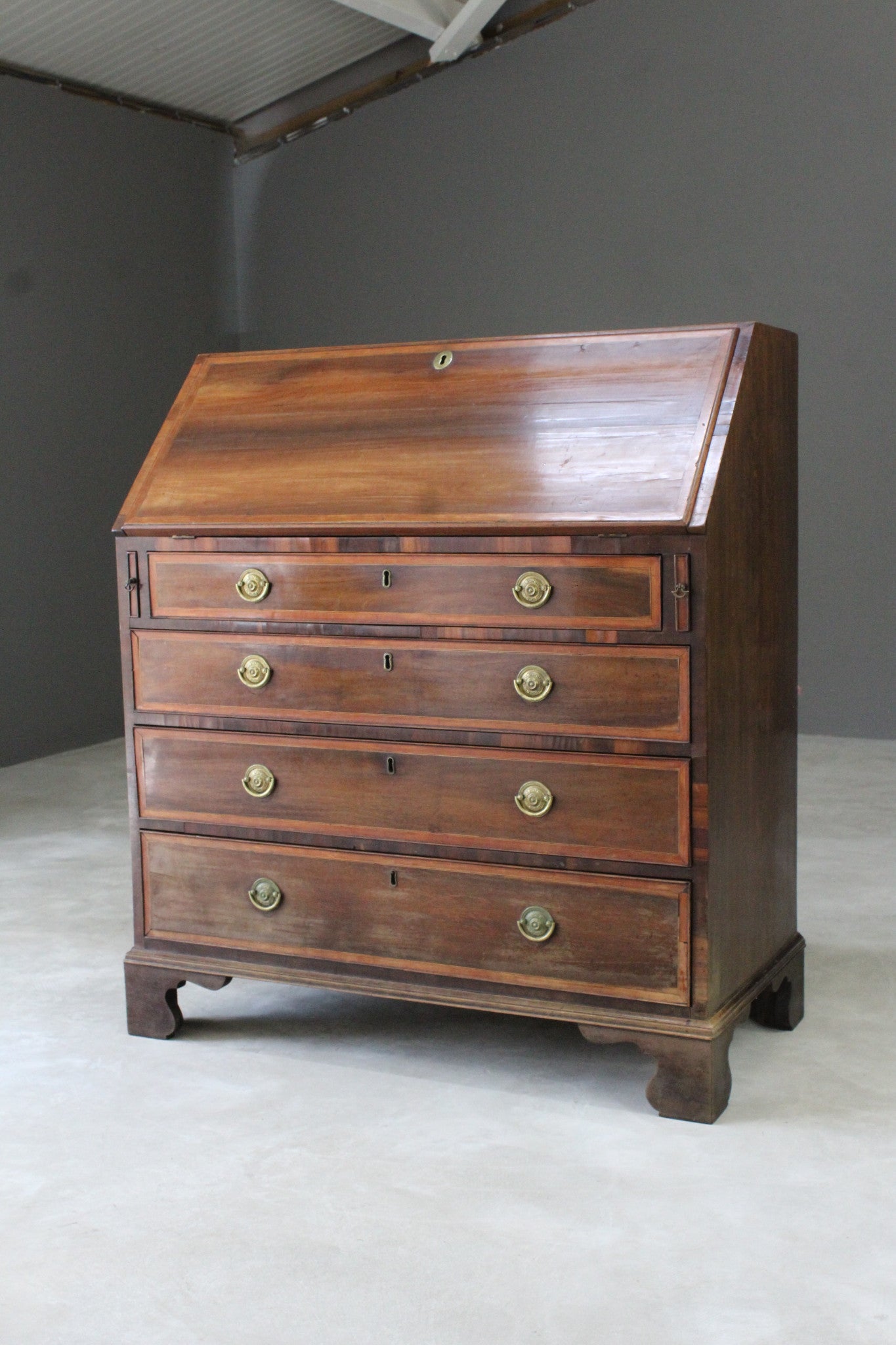 Antique Georgian Mahogany Bureau - Kernow Furniture