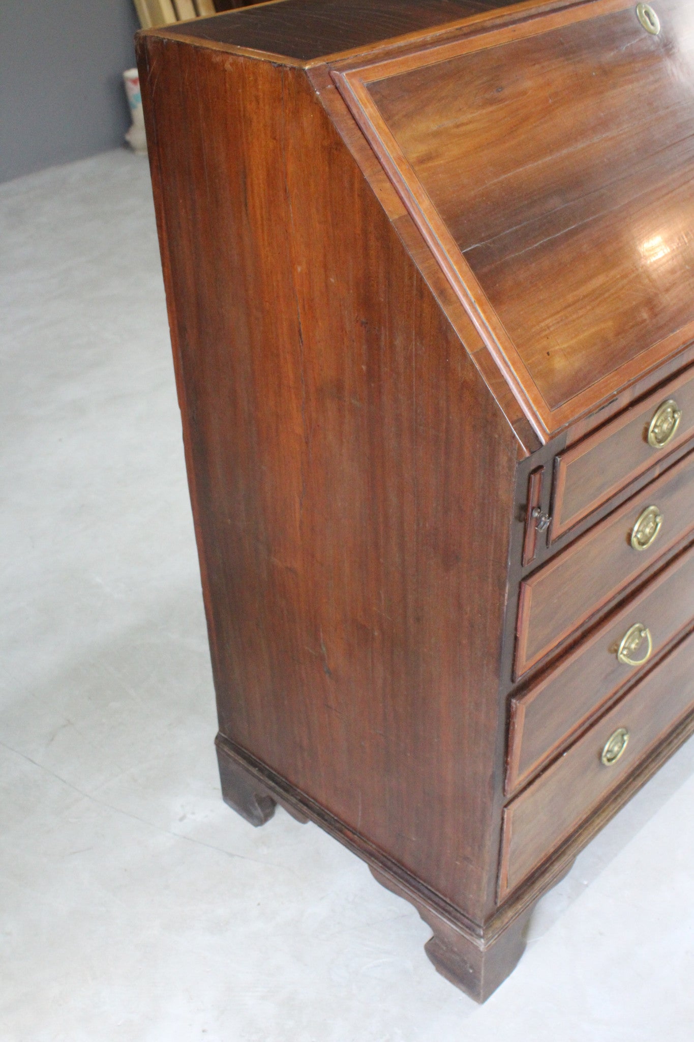 Antique Georgian Mahogany Bureau - Kernow Furniture