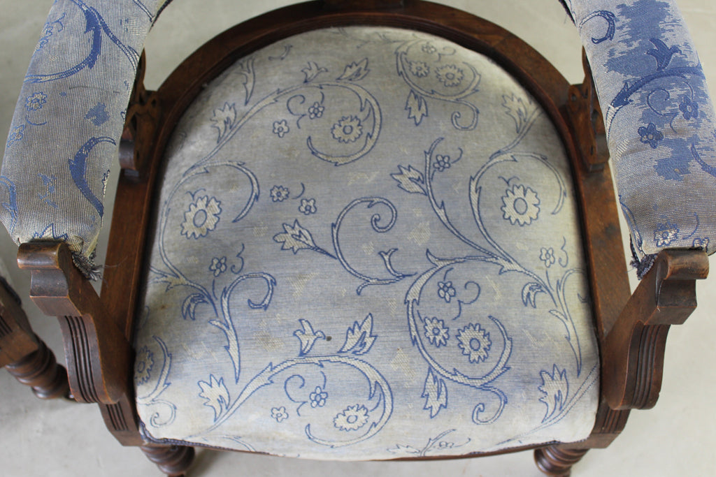 Pair Edwardian Upholstered Tub Armchairs - Kernow Furniture