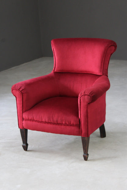 Antique Red Upholstered Armchair - Kernow Furniture