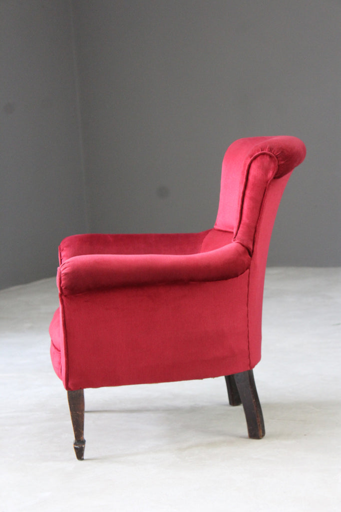Antique Red Upholstered Armchair - Kernow Furniture