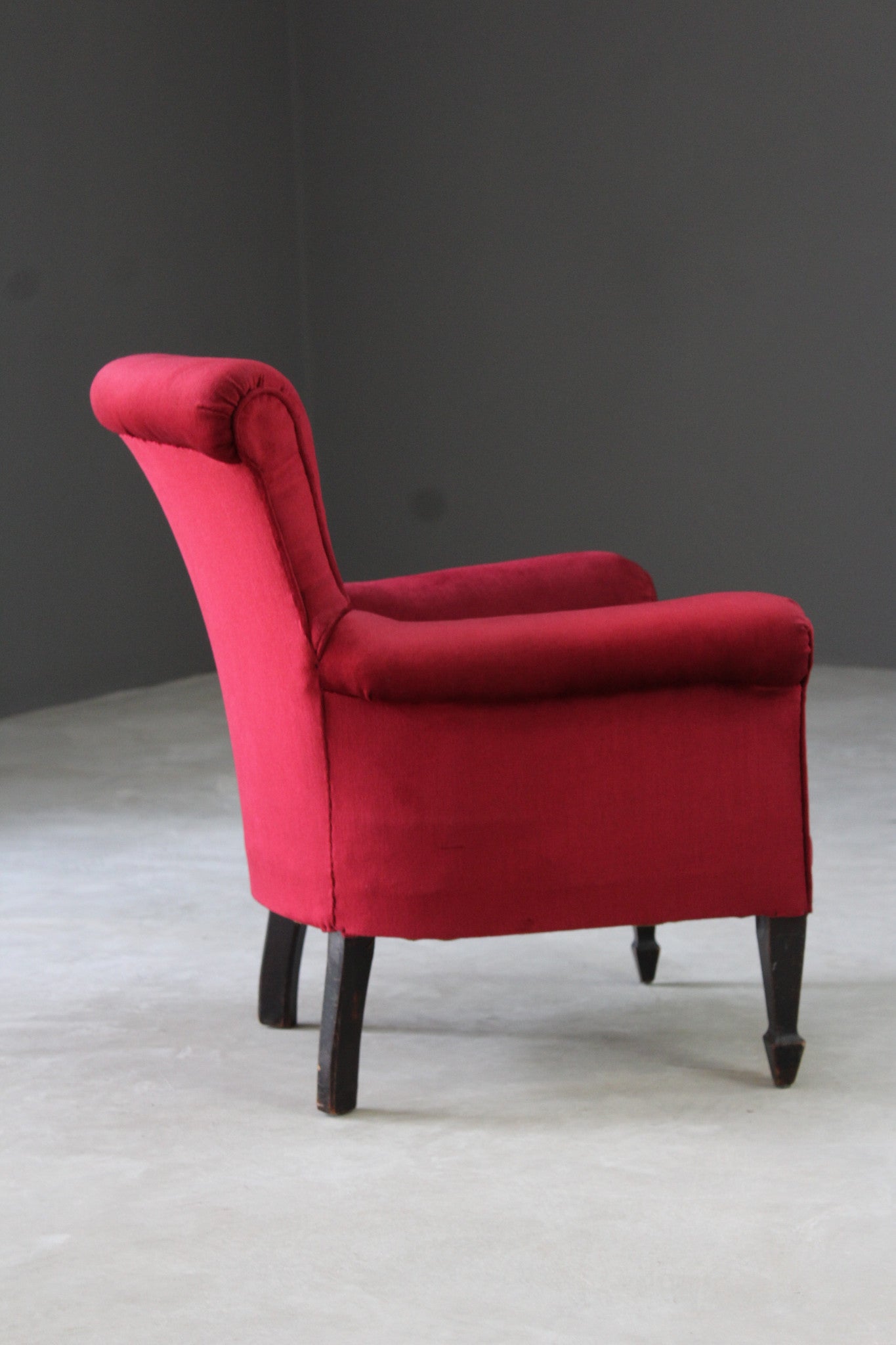 Antique Red Upholstered Armchair - Kernow Furniture