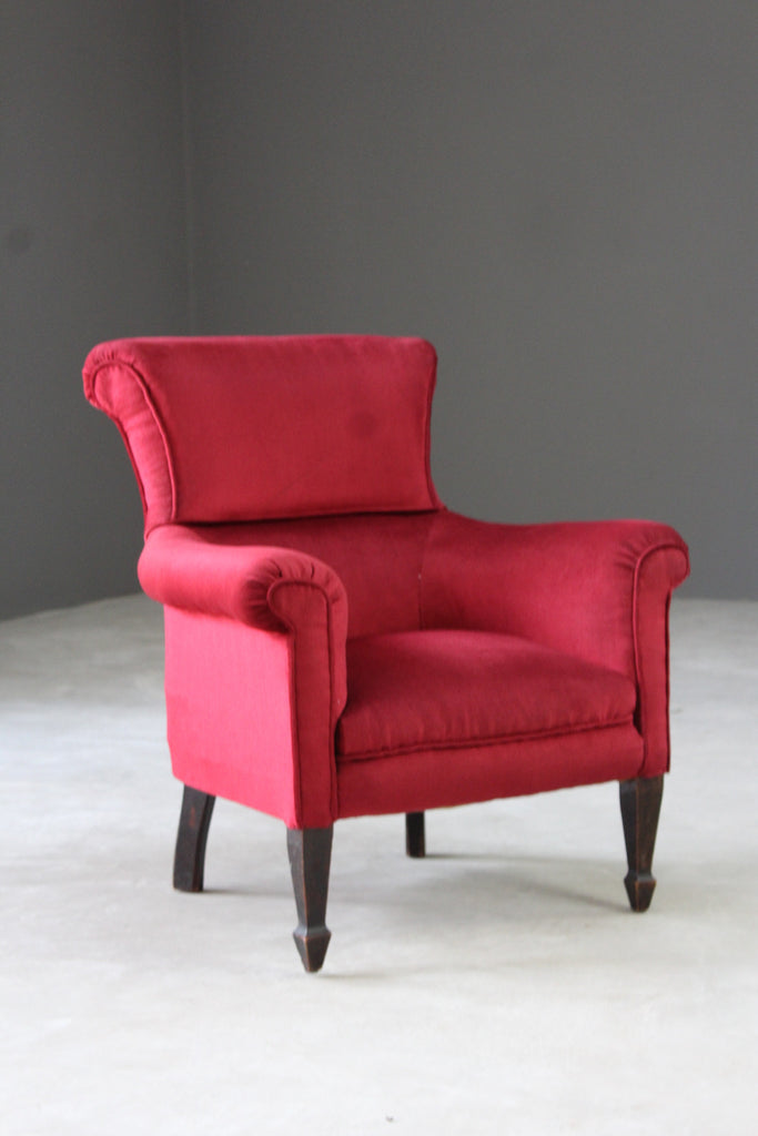 Antique Red Upholstered Armchair - Kernow Furniture