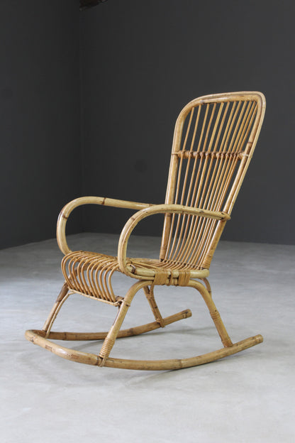 Retro Bamboo Cane Rocking Chair - Kernow Furniture