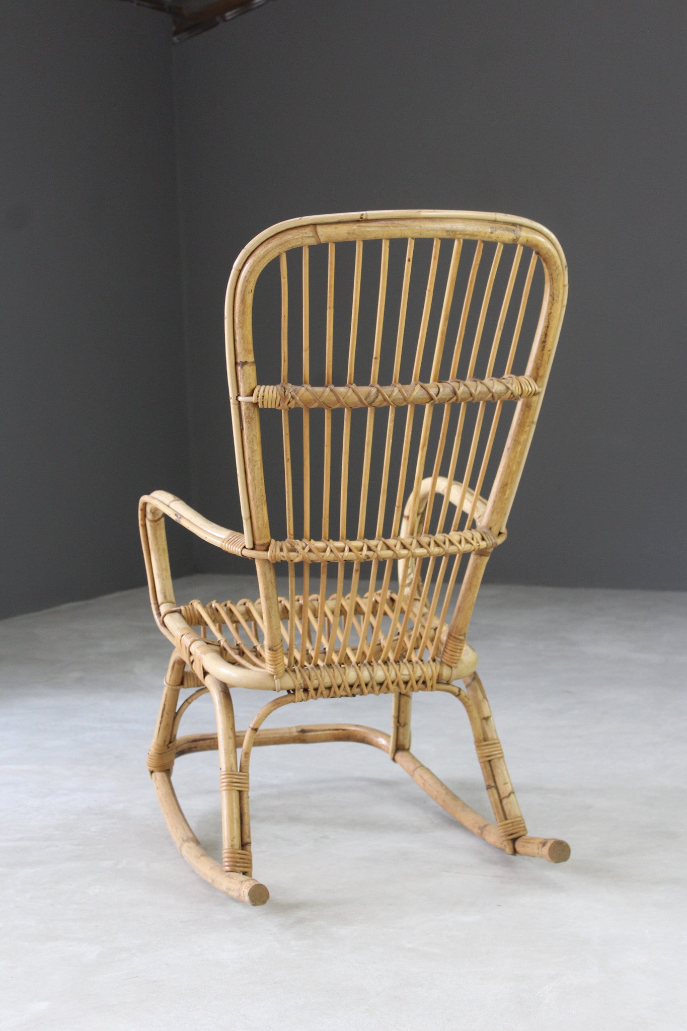 Retro Bamboo Cane Rocking Chair - Kernow Furniture