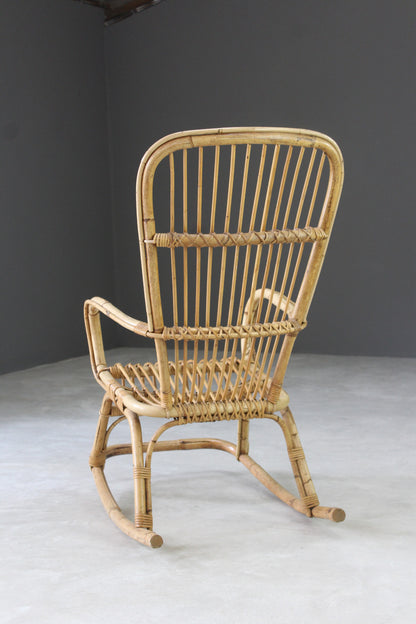 Retro Bamboo Cane Rocking Chair - Kernow Furniture