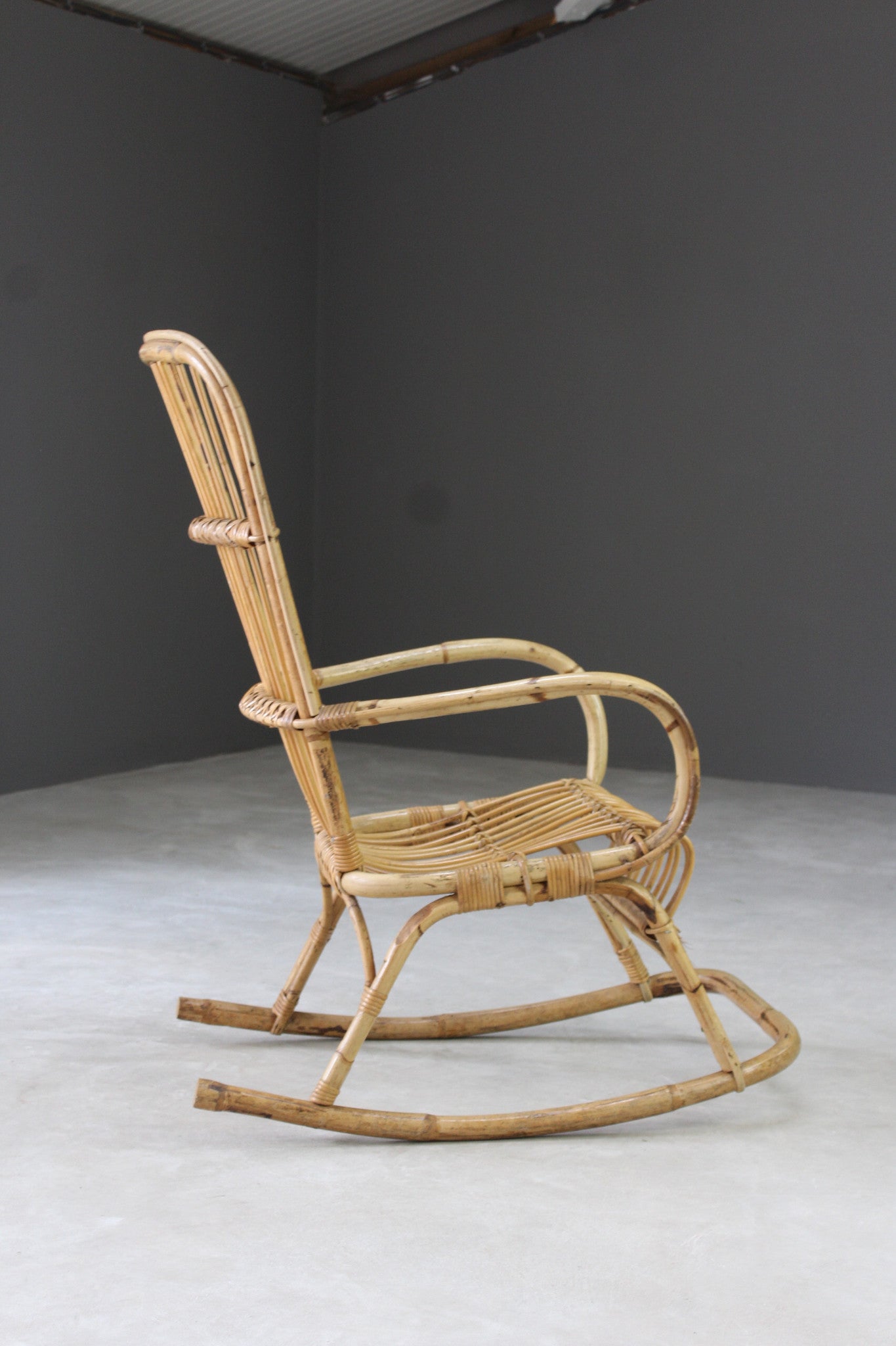 Retro Bamboo Cane Rocking Chair - Kernow Furniture