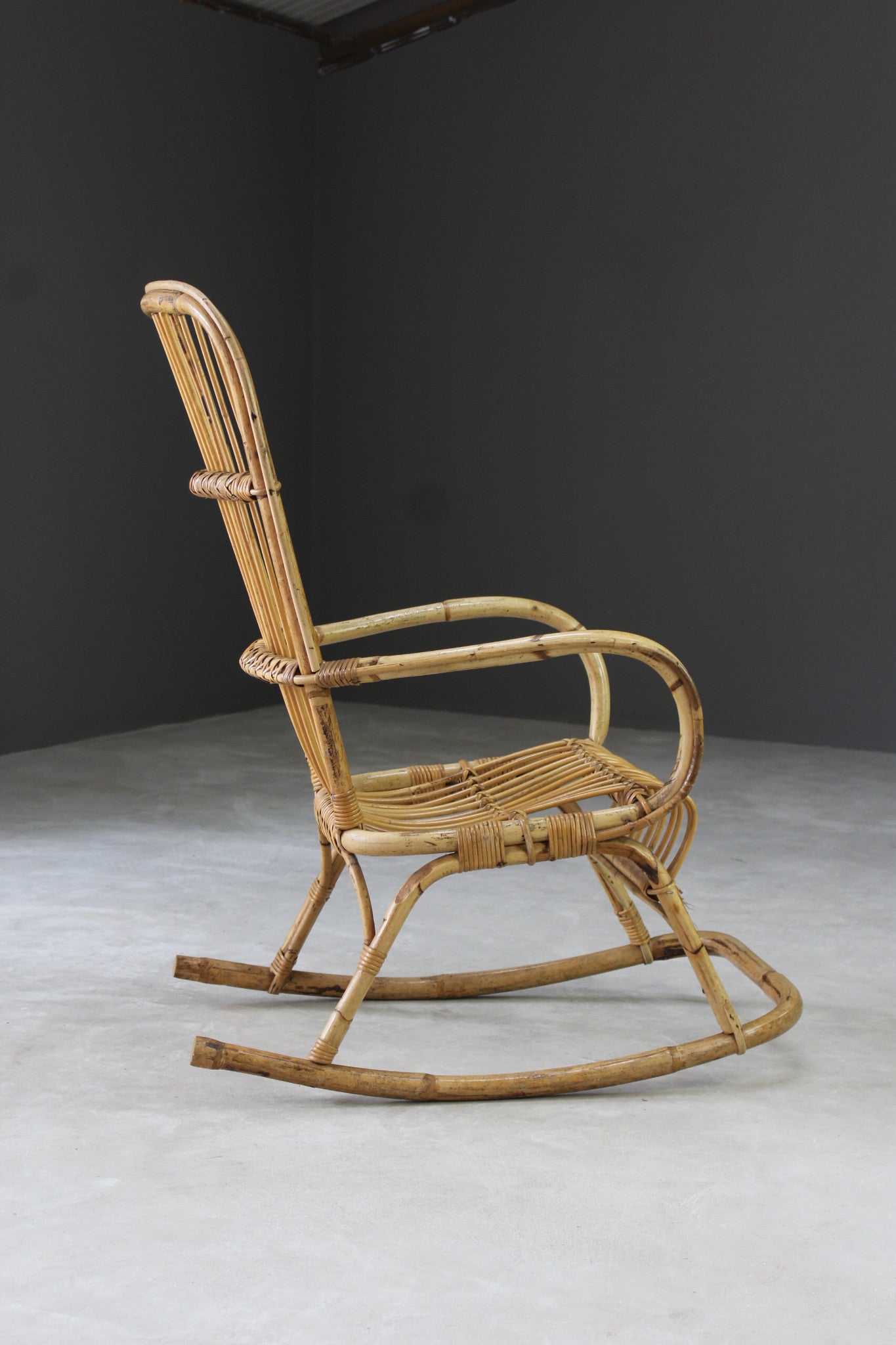 Retro Bamboo Cane Rocking Chair - Kernow Furniture