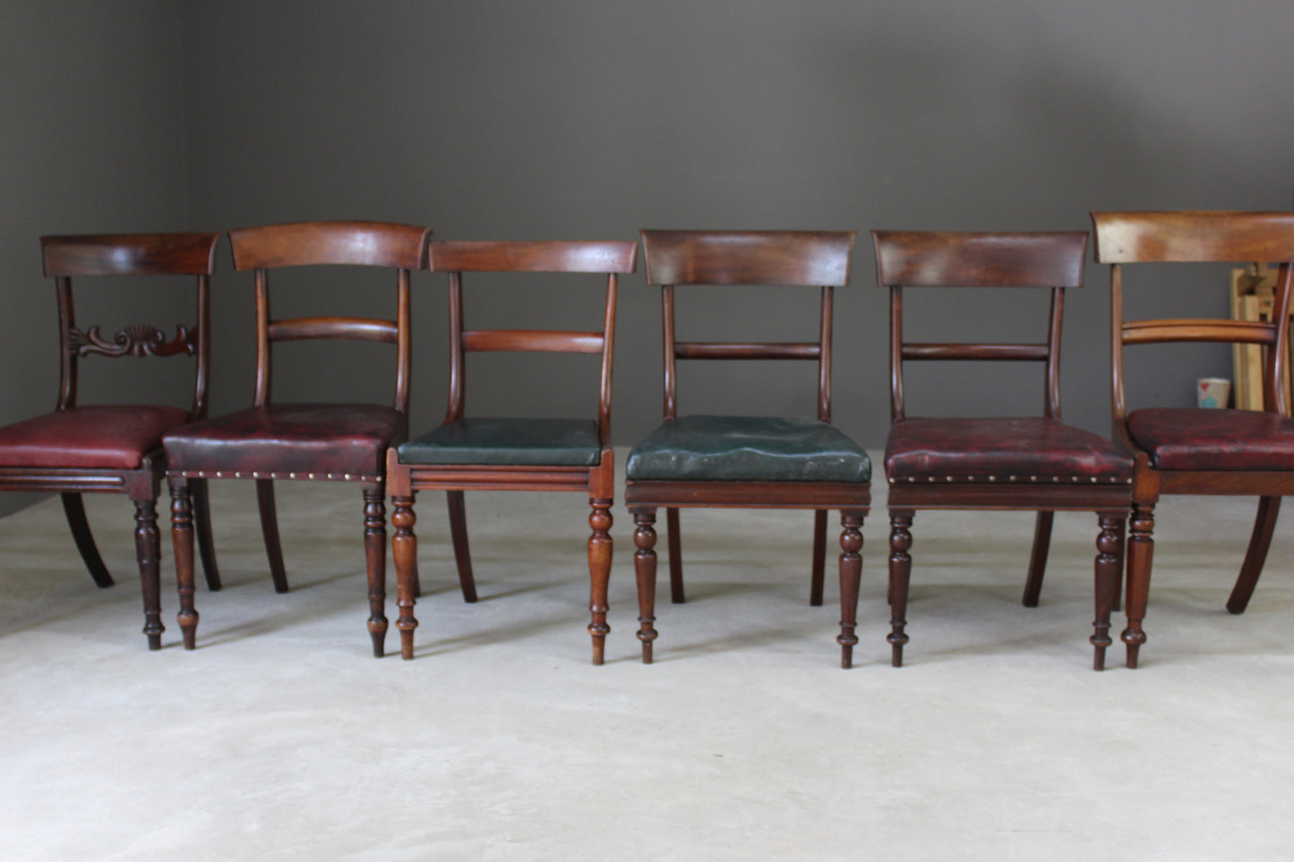 Harlequin Set of 6 19th Century Mahogany Dining Chairs - Kernow Furniture