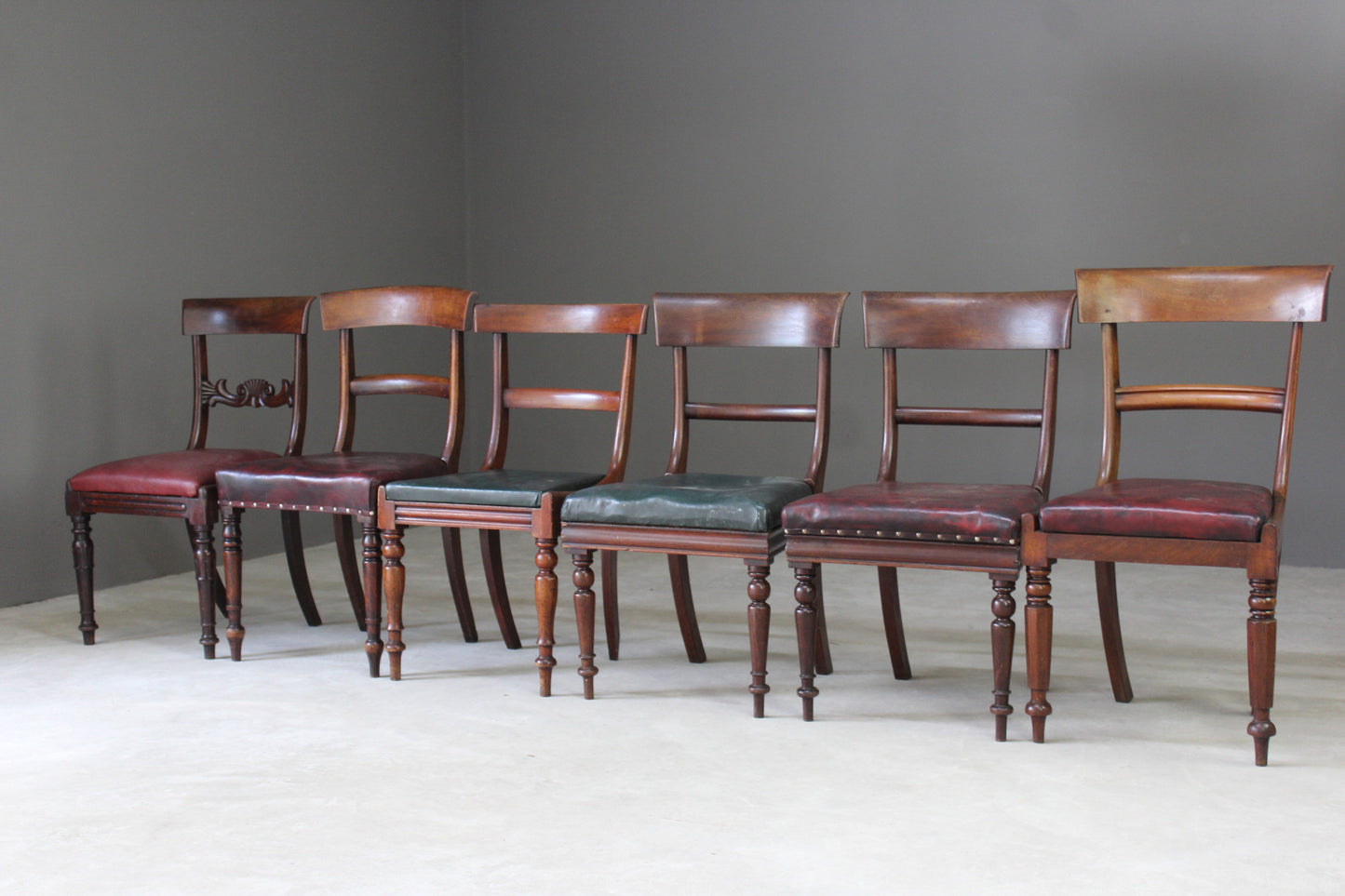 Harlequin Set of 6 19th Century Mahogany Dining Chairs - Kernow Furniture