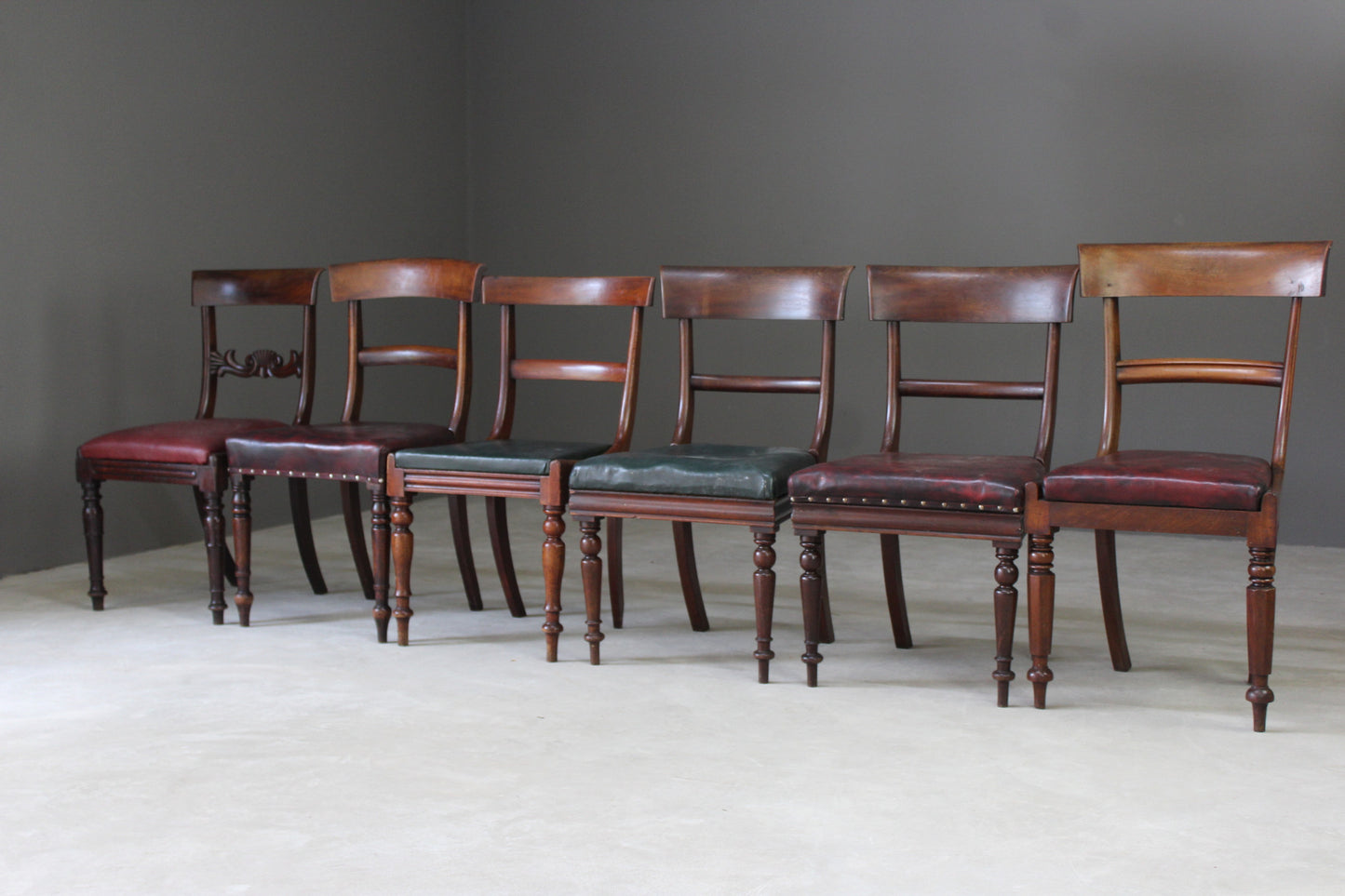 Harlequin Set of 6 19th Century Mahogany Dining Chairs - Kernow Furniture