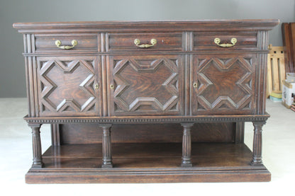 Antique Dark Oak Jacobean Style Sideboard - Kernow Furniture