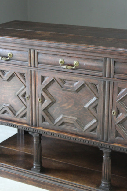 Antique Dark Oak Jacobean Style Sideboard - Kernow Furniture