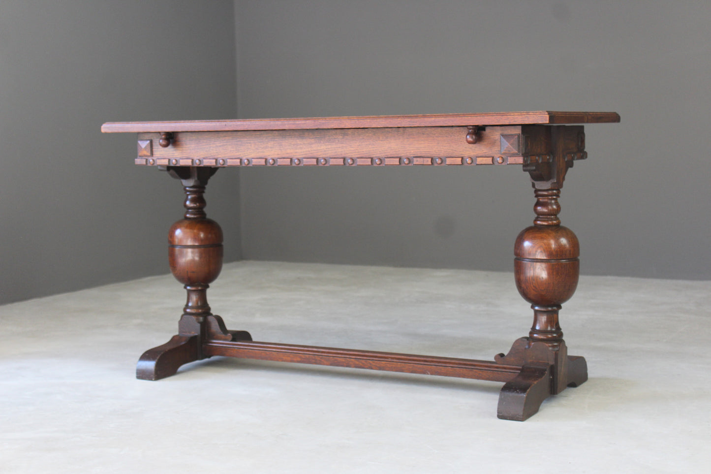 Narrow Oak Refectory Dining Table - Kernow Furniture