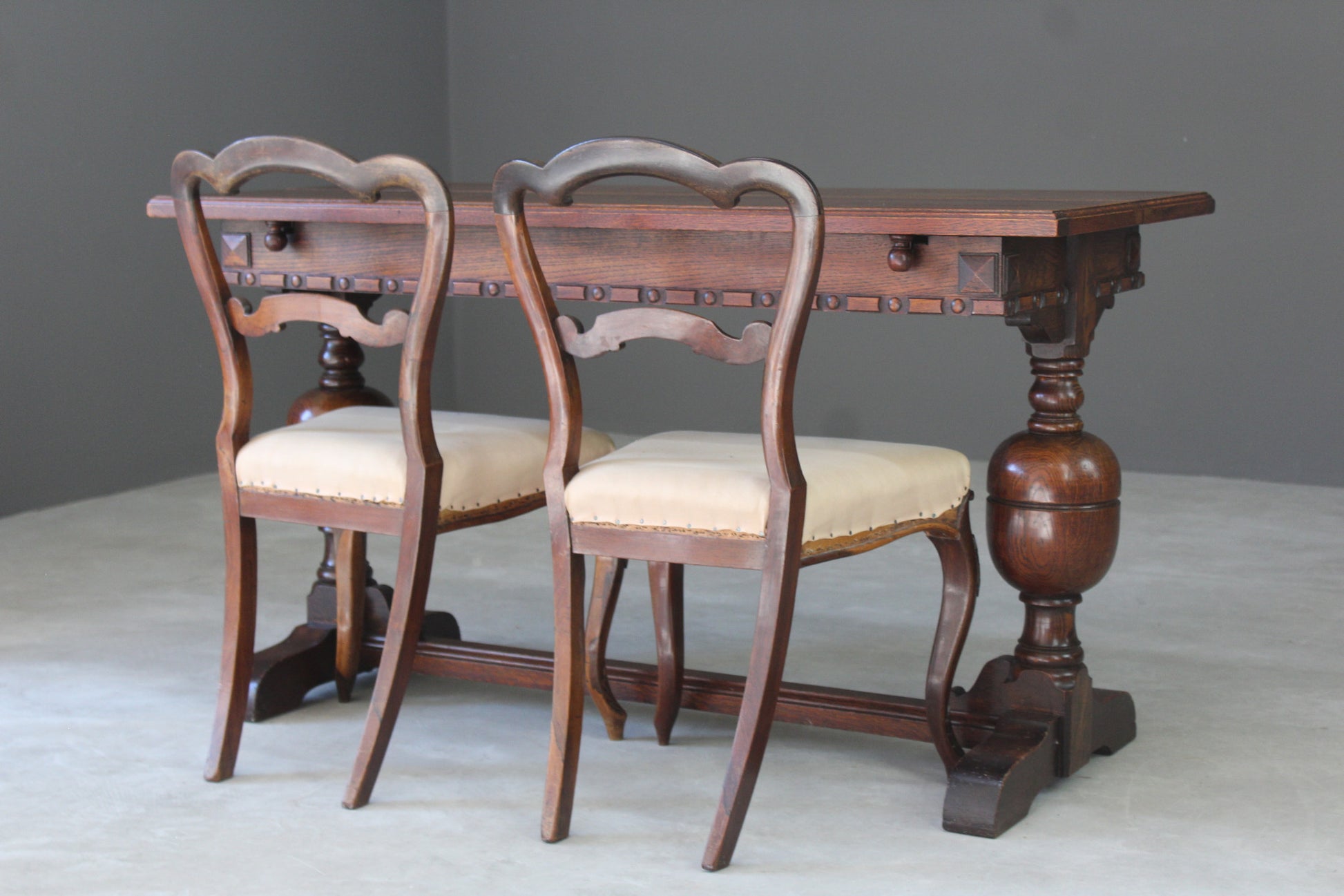 Narrow Oak Refectory Dining Table - Kernow Furniture