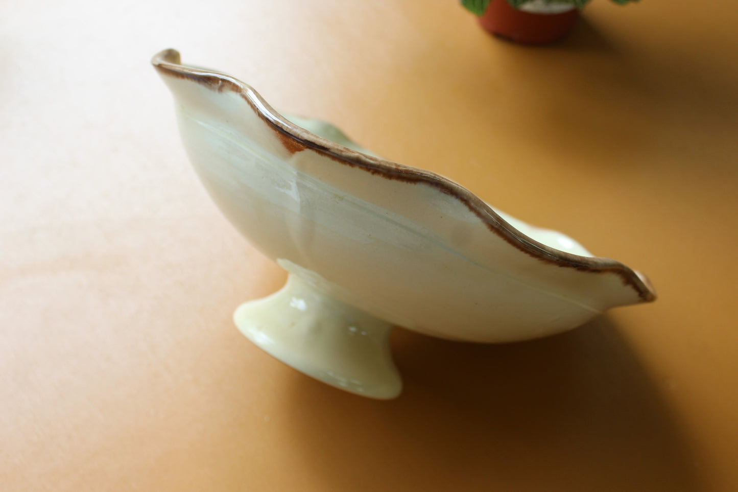 Glazed Earthenware Bowl on Stem - Kernow Furniture