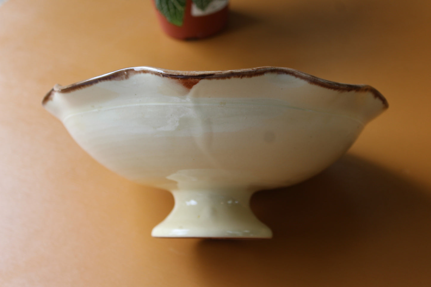 Glazed Earthenware Bowl on Stem - Kernow Furniture