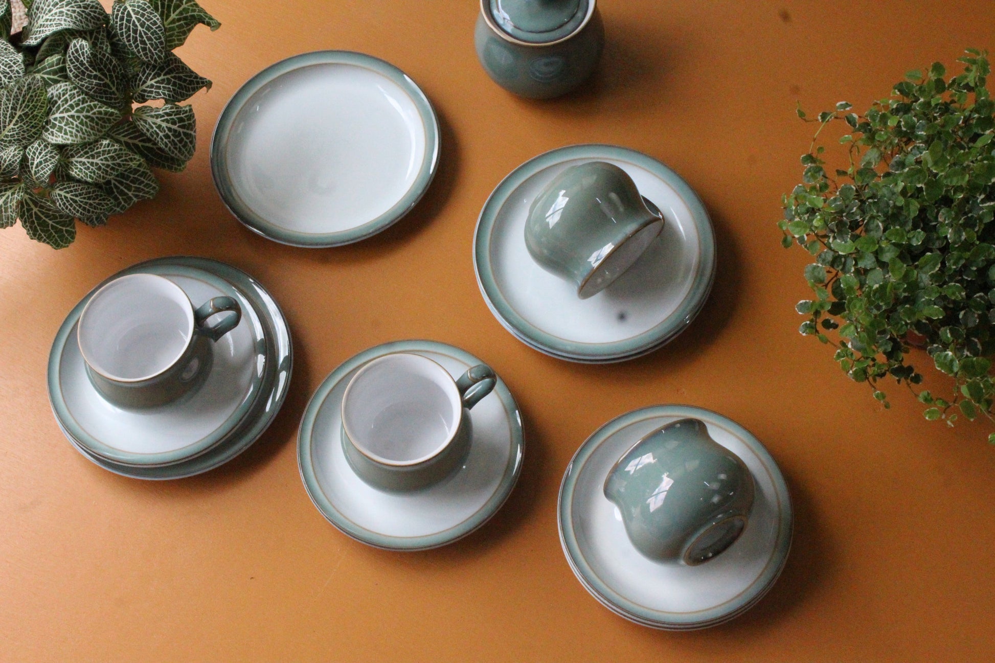 Denby Regency Green Cups Saucers & Plates - Kernow Furniture
