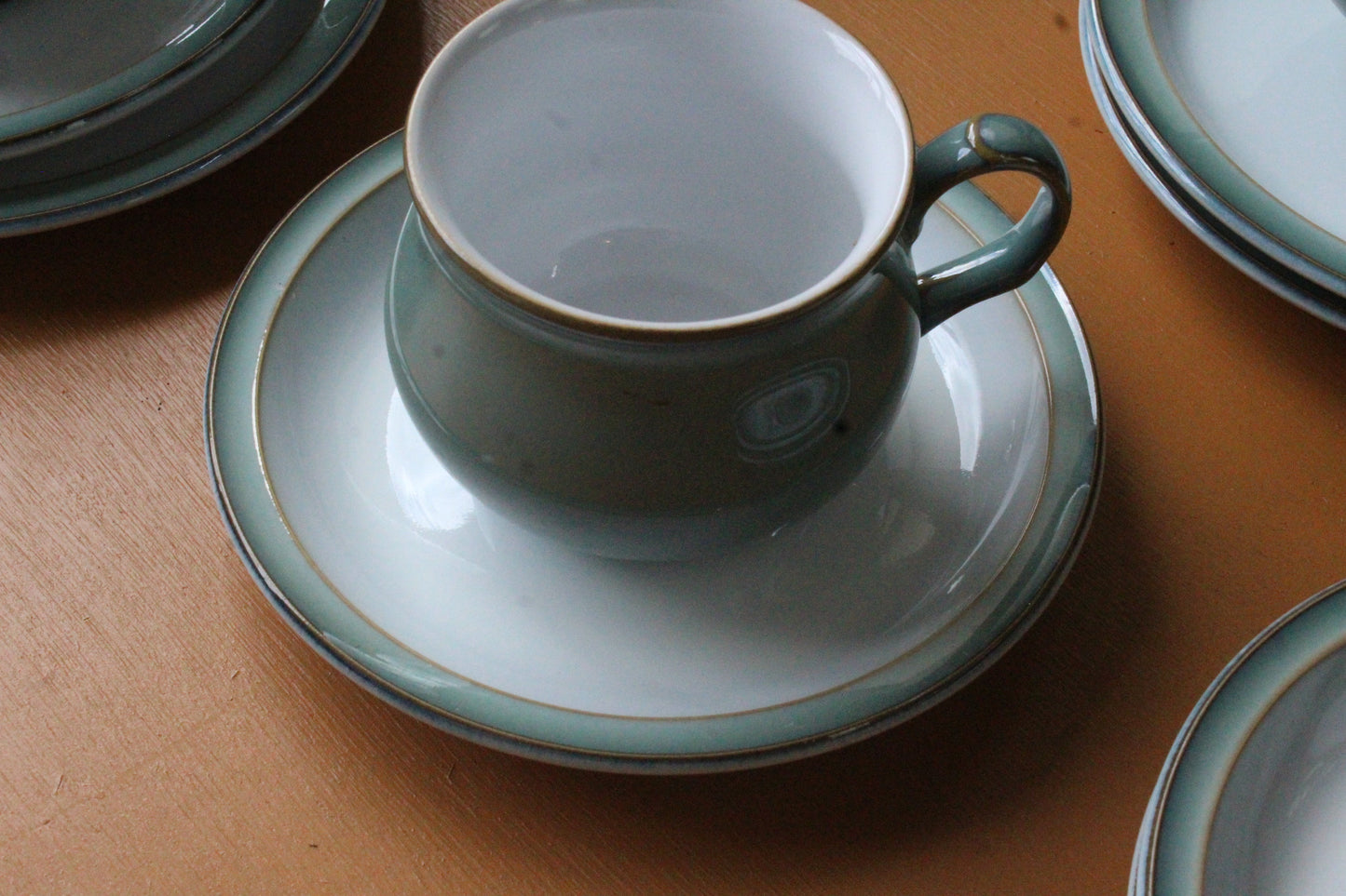 Denby Regency Green Cups Saucers & Plates - Kernow Furniture