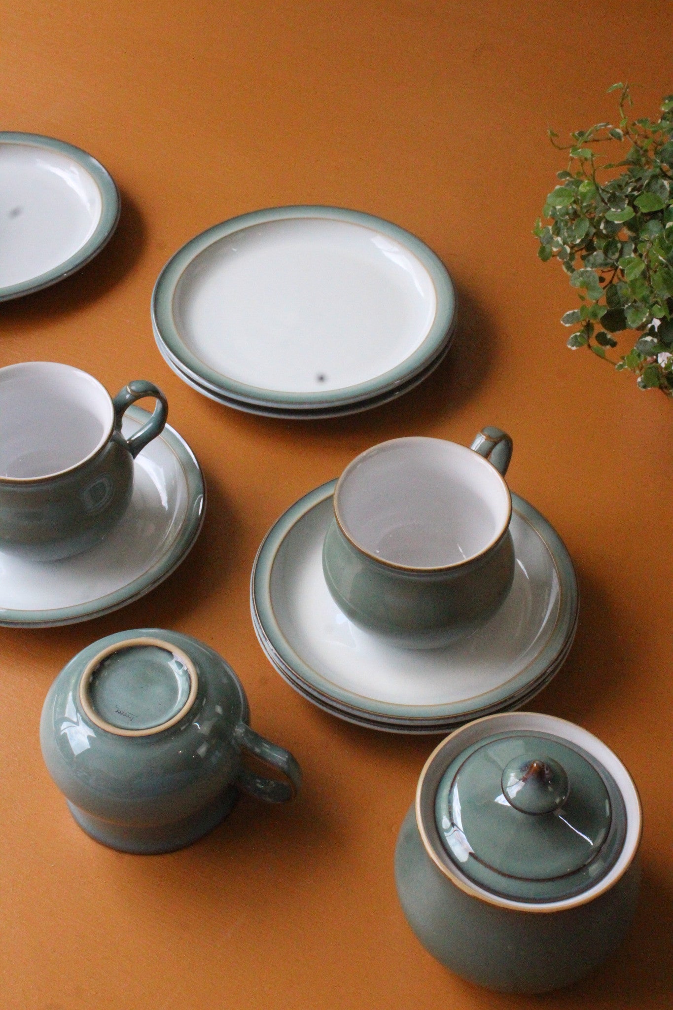Denby Regency Green Cups Saucers & Plates - Kernow Furniture