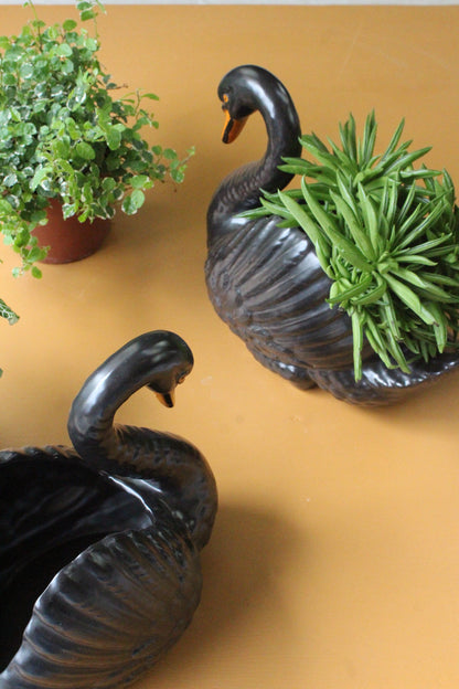 Pair Dartmouth Pottery Swan Plant Pots - Kernow Furniture