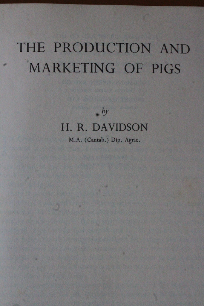 The Production & Marketing of Pigs - H R Davidson - Kernow Furniture