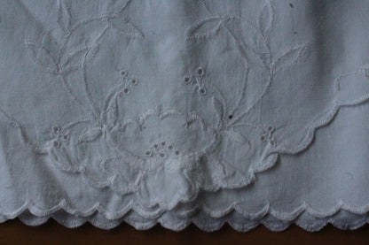 Vintage White Linen & Embroidered Bolster Case - Kernow Furniture