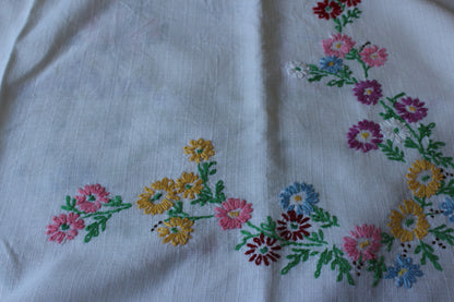 Pair Floral Embroidered Tablecloths - Kernow Furniture