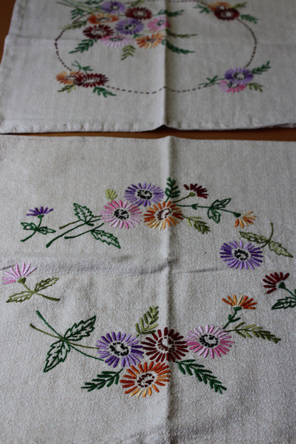 Pair Floral Embroidered Cushion Slip Cover - Kernow Furniture