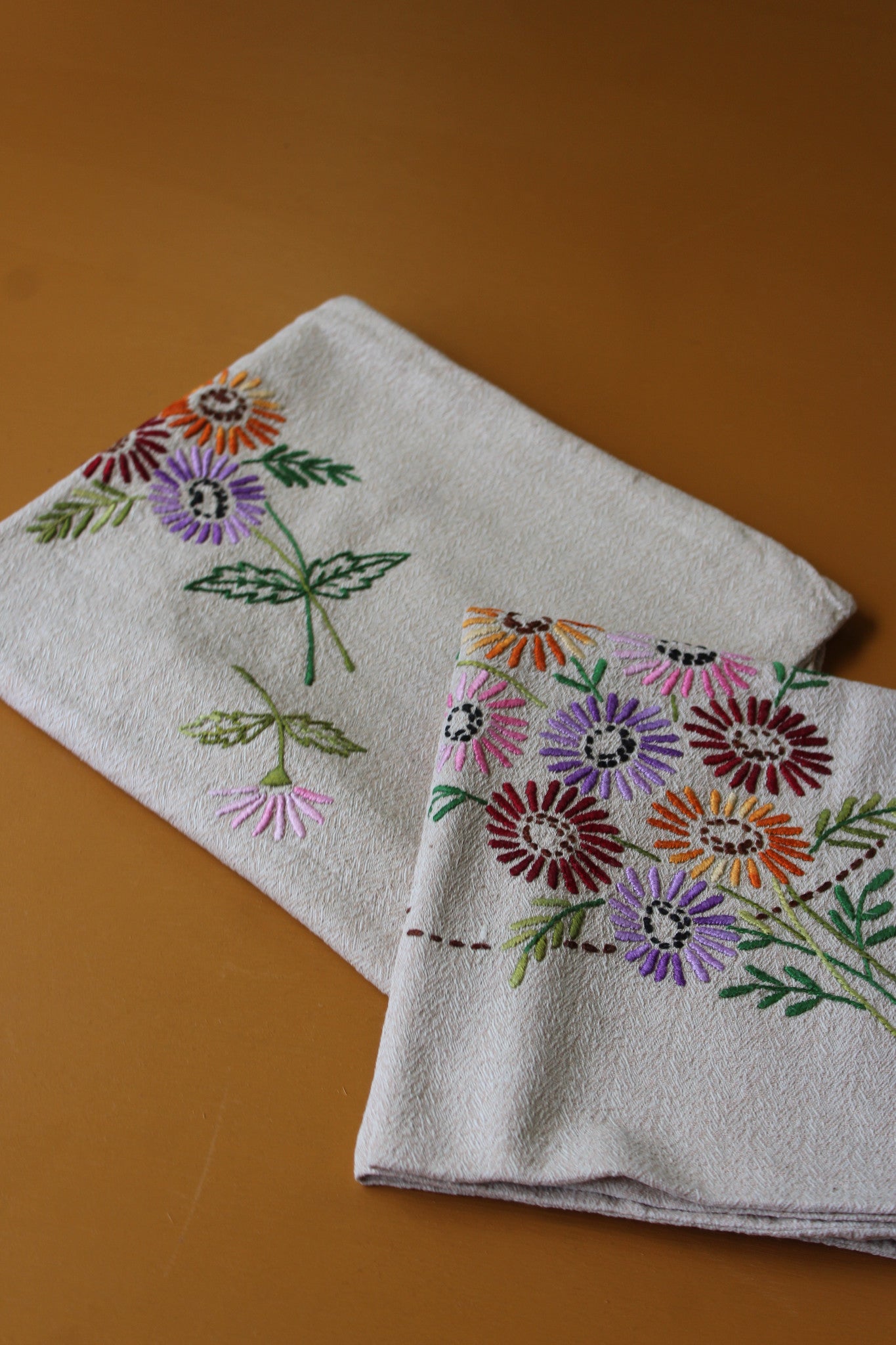 Pair Floral Embroidered Cushion Slip Cover - Kernow Furniture