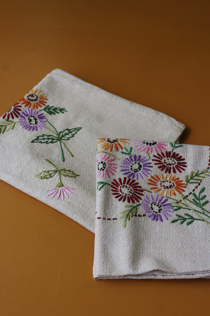 Pair Floral Embroidered Cushion Slip Cover - Kernow Furniture