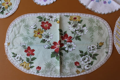 Vintage Floral & Embroidered Table Mats - Kernow Furniture