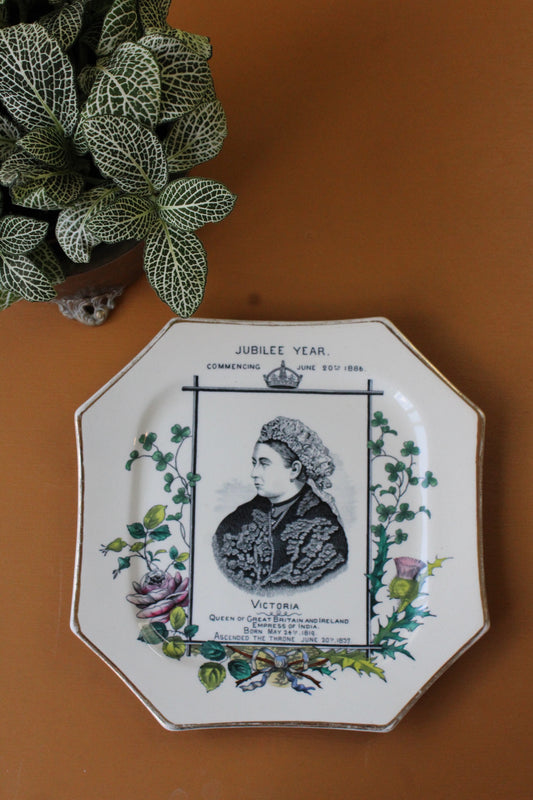 Antique Victoria Jubilee Plate 1886 - Kernow Furniture