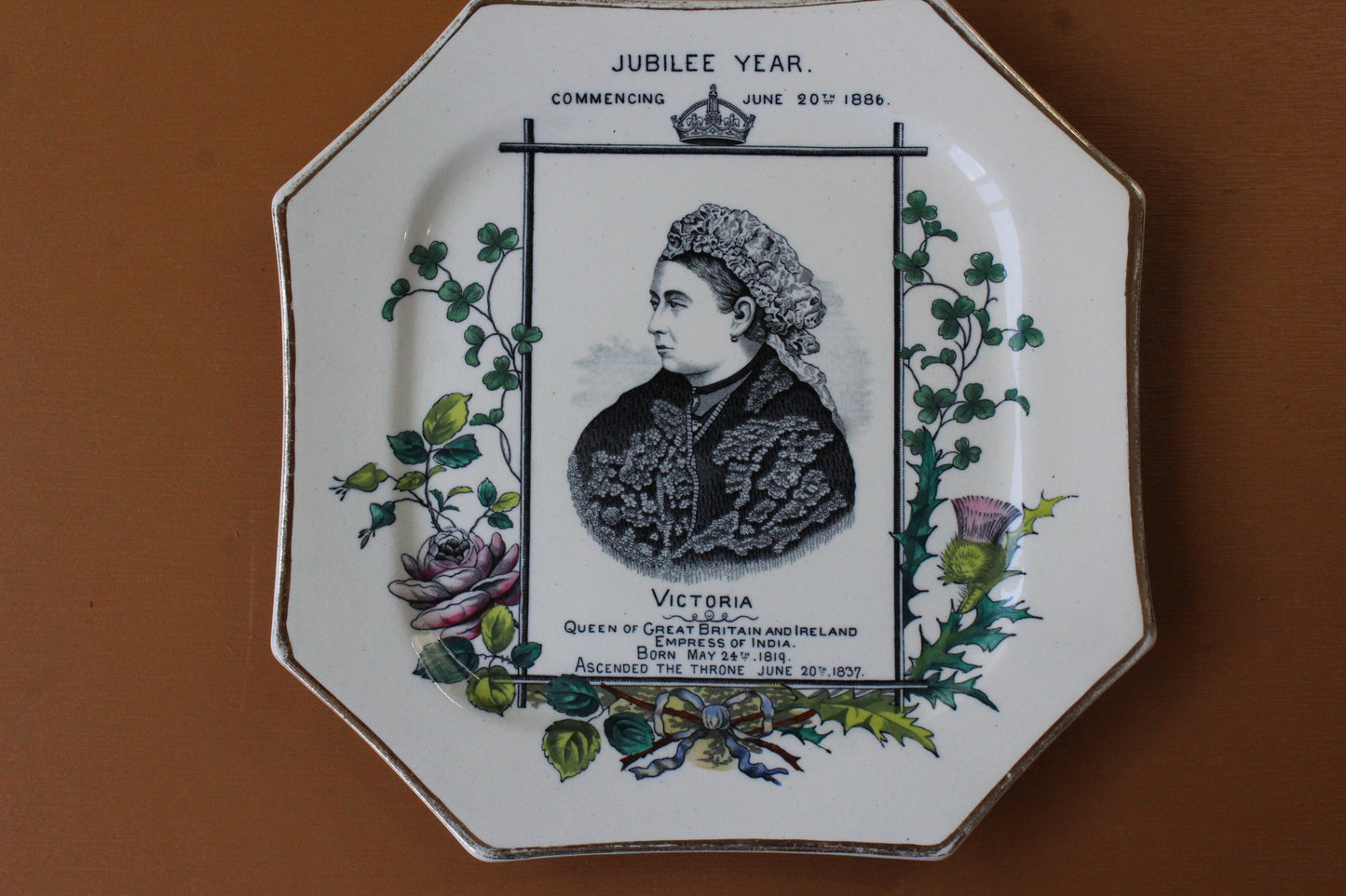 Antique Victoria Jubilee Plate 1886 - Kernow Furniture