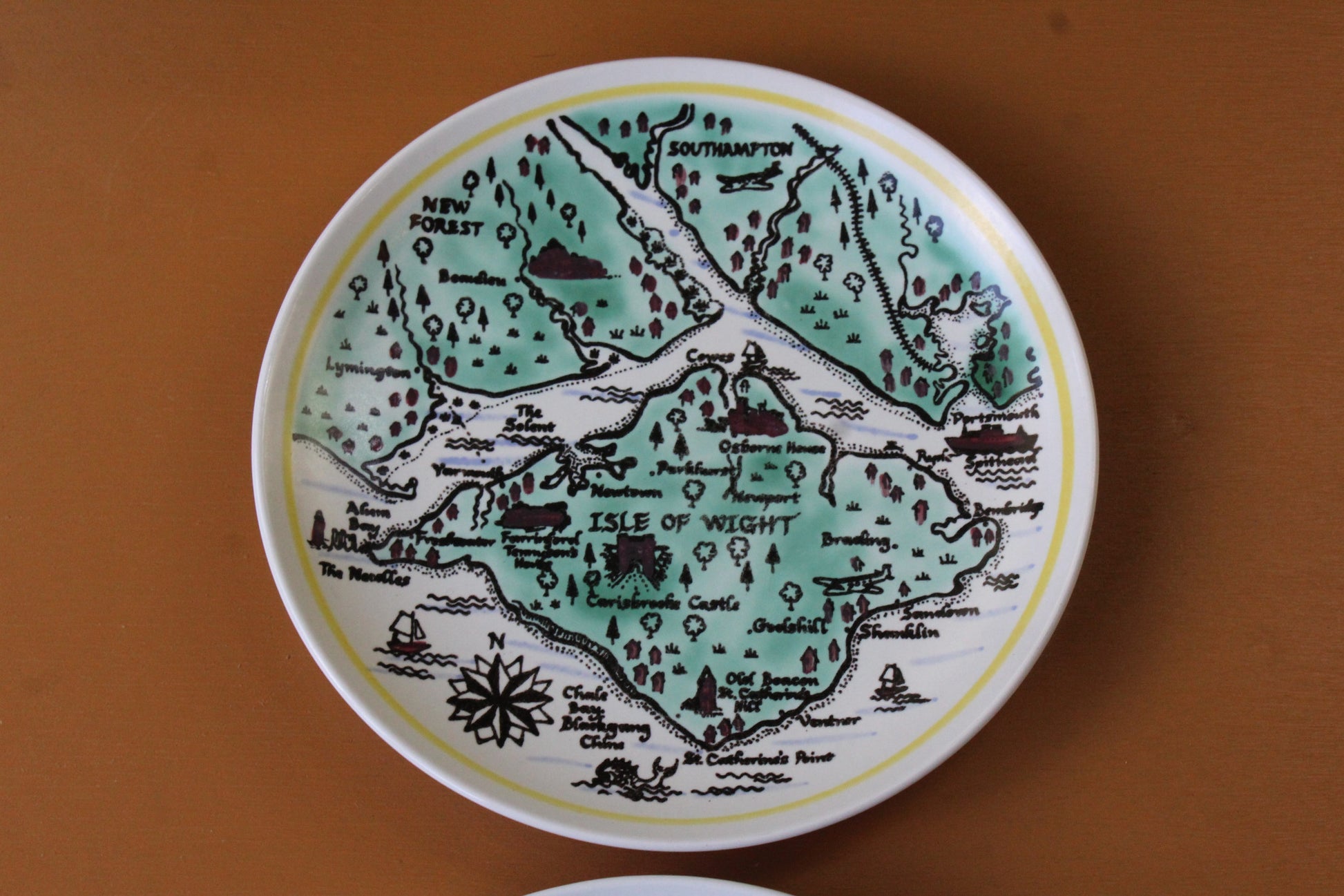 Pair Poole Pottery Map Plates - Kernow Furniture