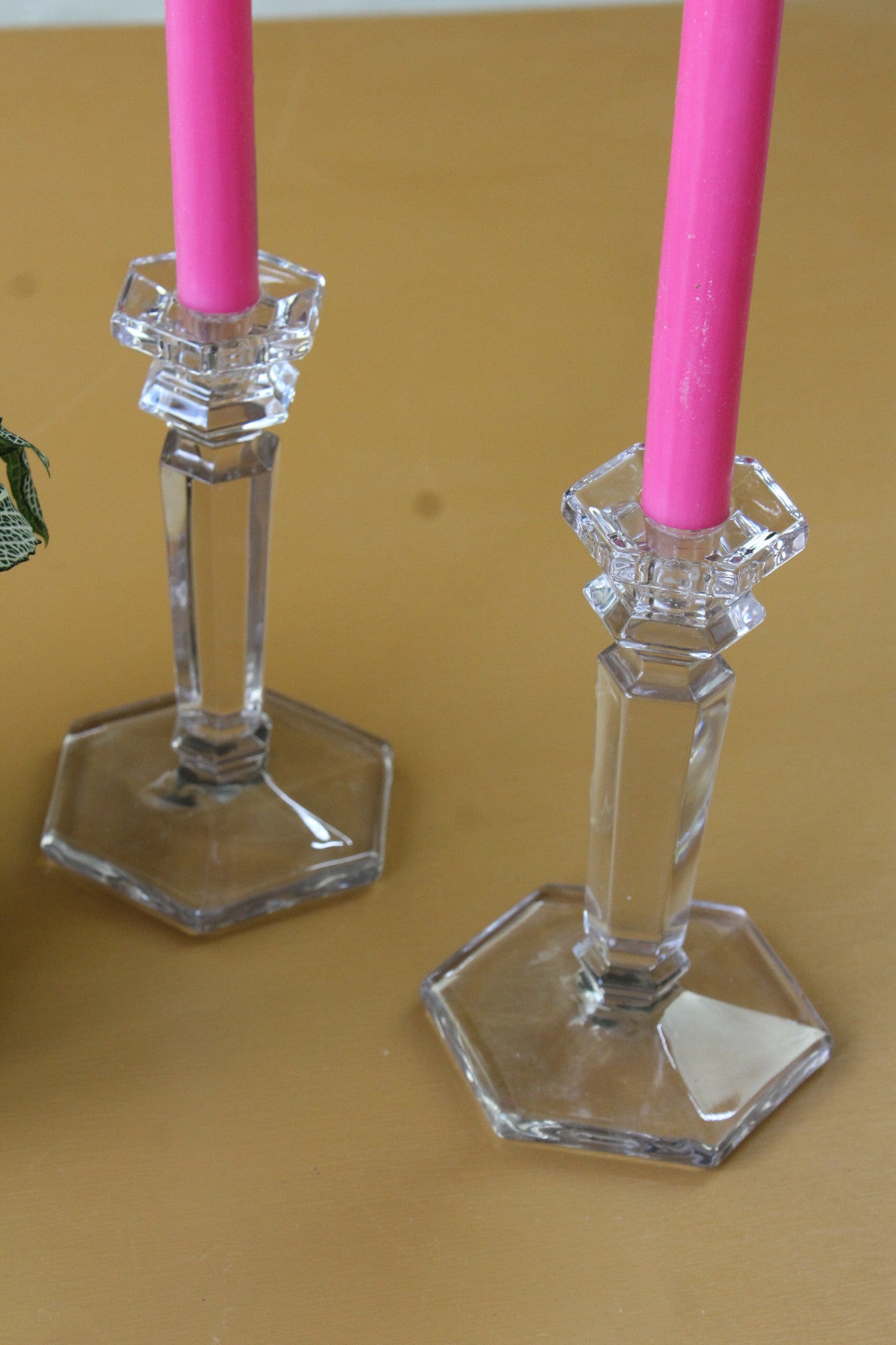 Pair Glass Candlesticks - Kernow Furniture