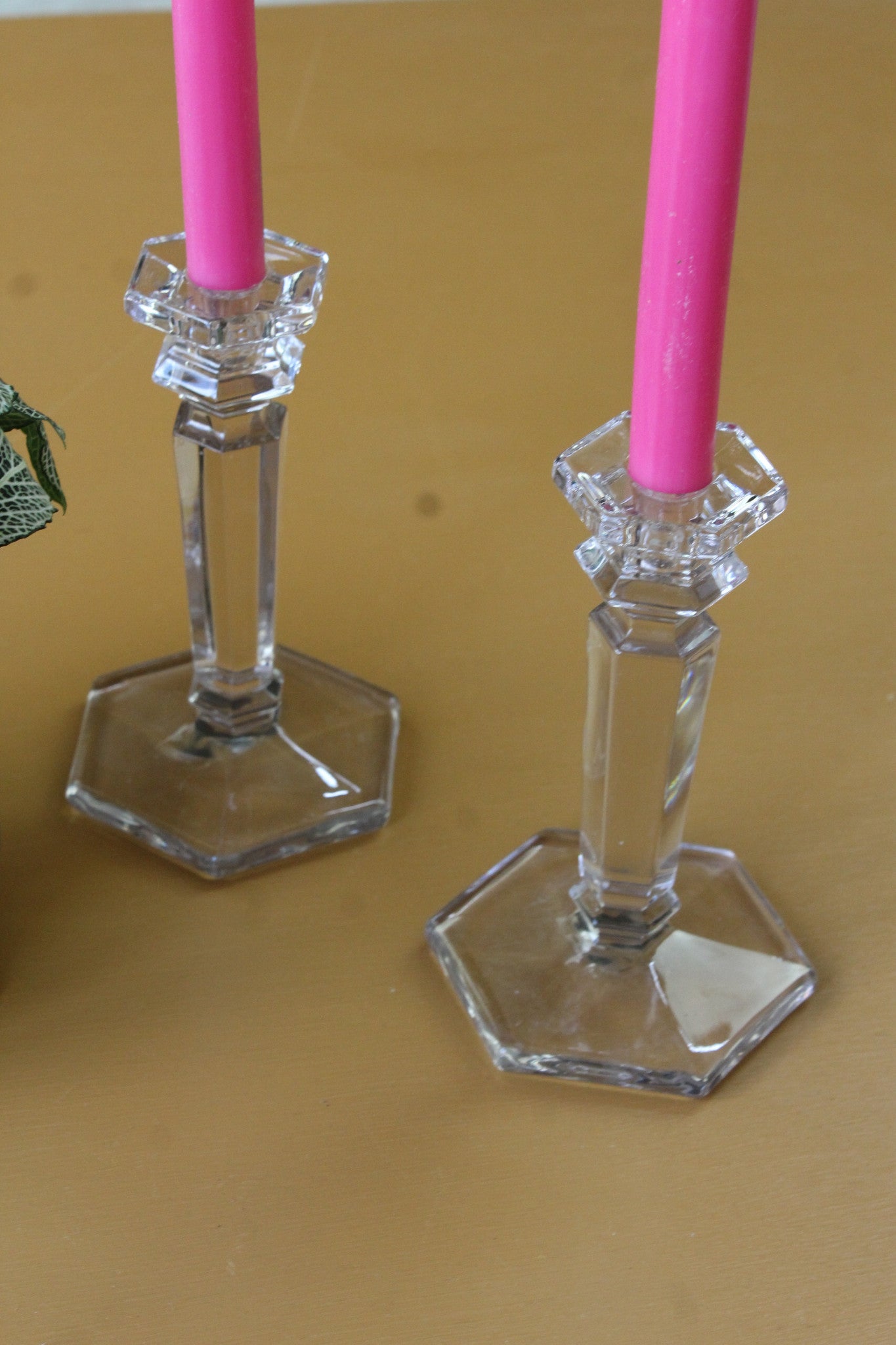 Pair Glass Candlesticks - Kernow Furniture