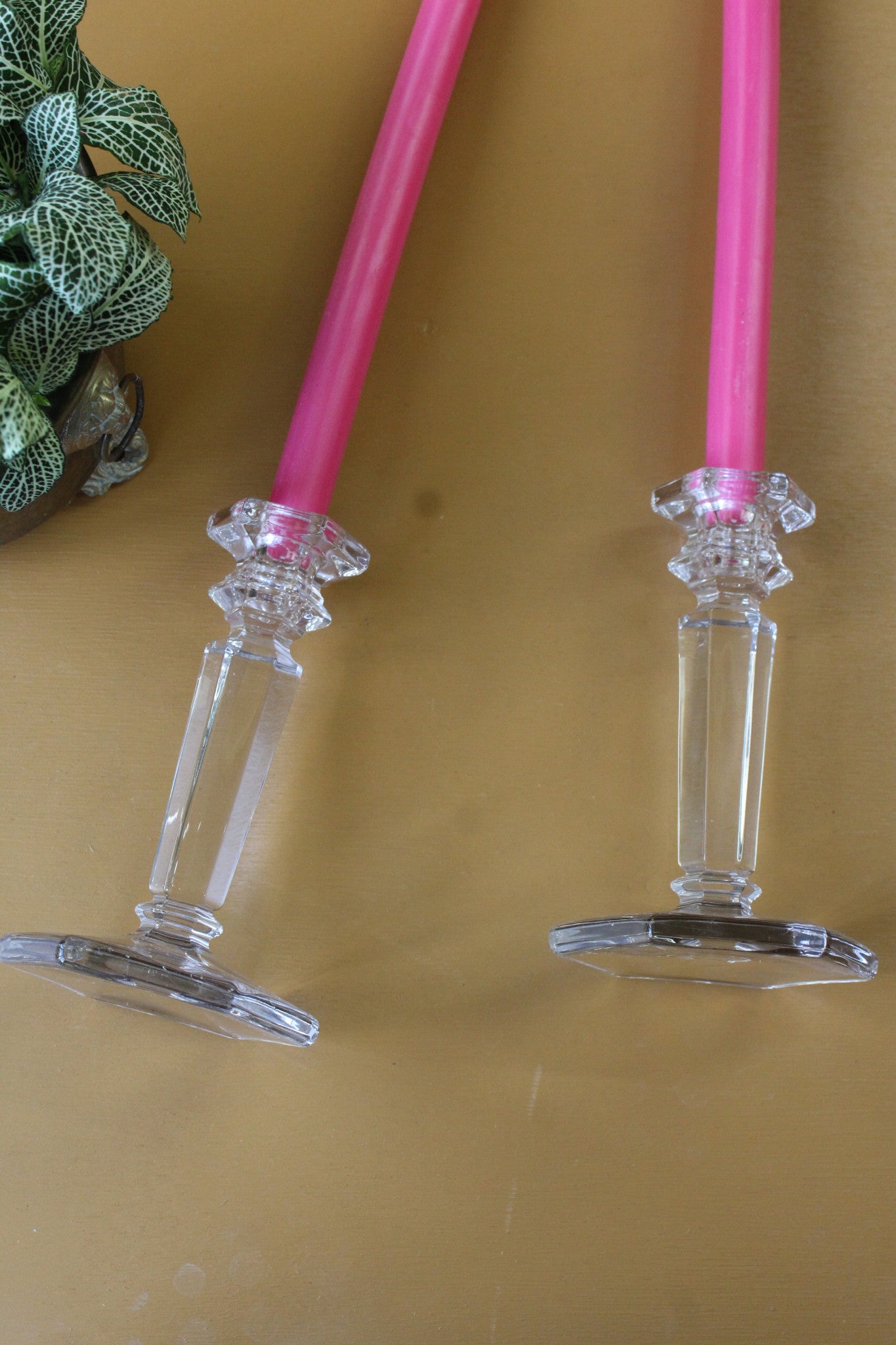 Pair Glass Candlesticks - Kernow Furniture