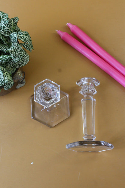 Pair Glass Candlesticks - Kernow Furniture