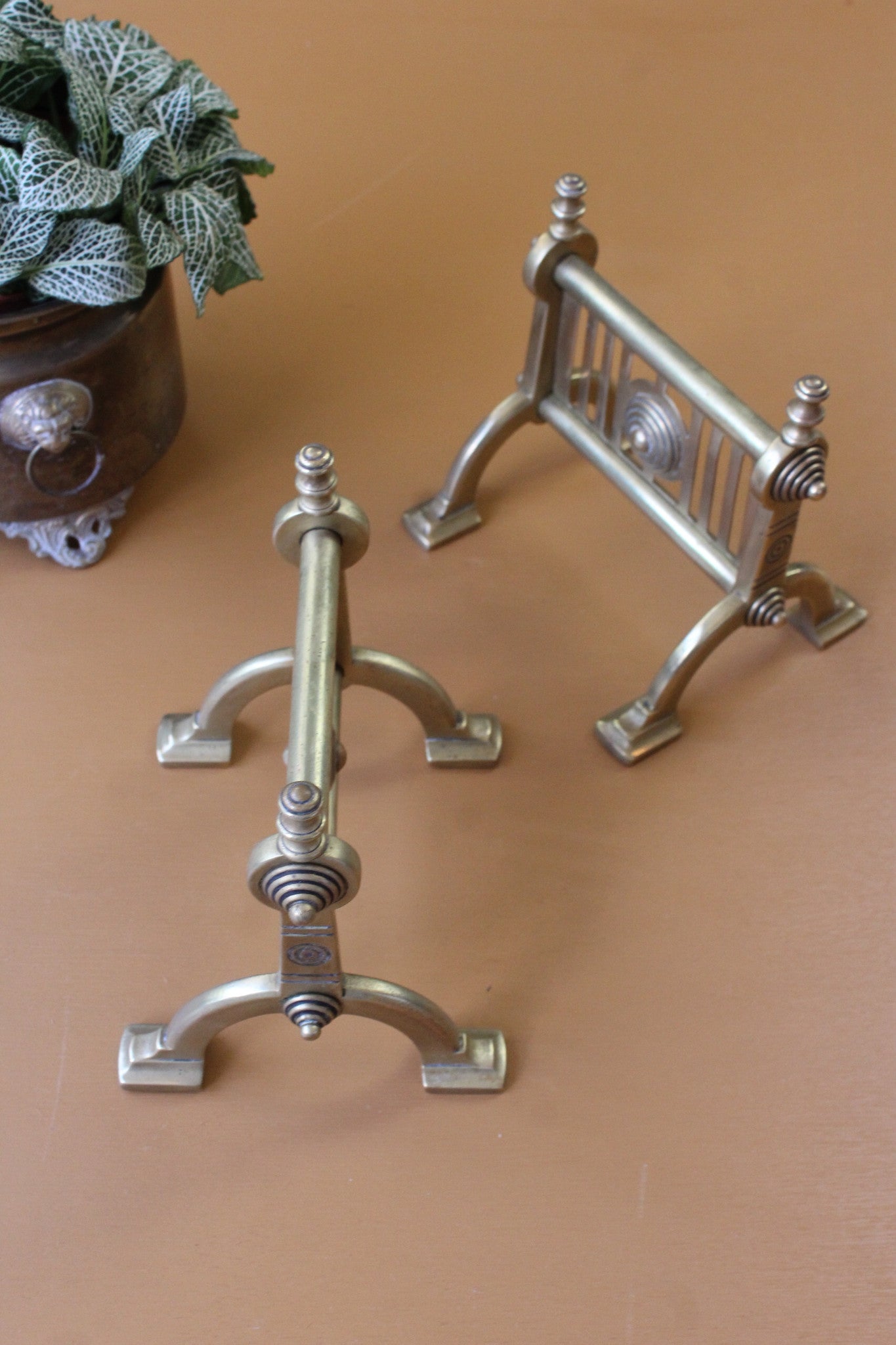 Victorian Aesthetic Movement Fire Dogs Tool Rest - Kernow Furniture