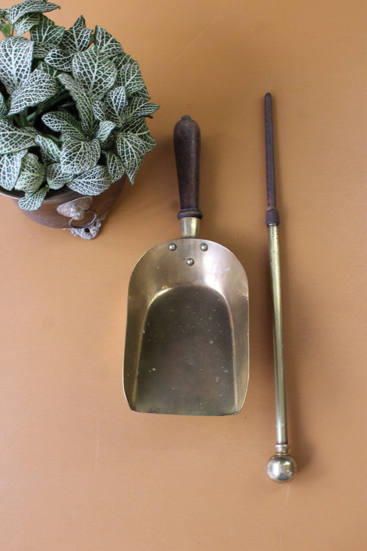 Brass Coal Shovel & Poker - Kernow Furniture