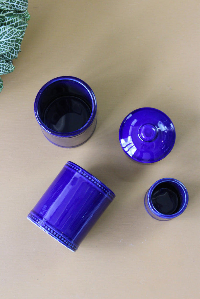 Blue Glazed Pots - Kernow Furniture