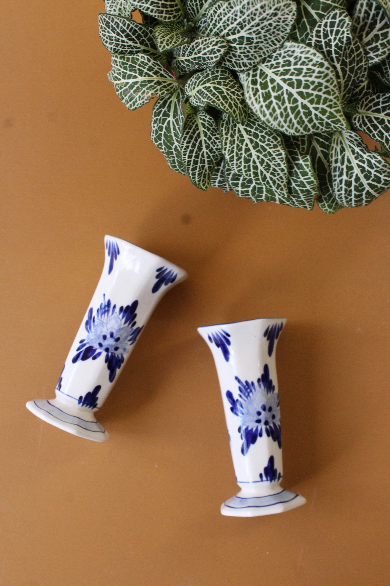 Pair Blue & White Delft Vase - Kernow Furniture